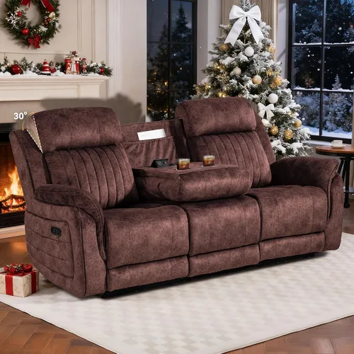 Vista 14 de Zero Gravity - Sofá biplaza reclinable eléctrico con reposacabezas ajustables, sillón reclinable eléctrico con consola, sofá reclinable eléctrico