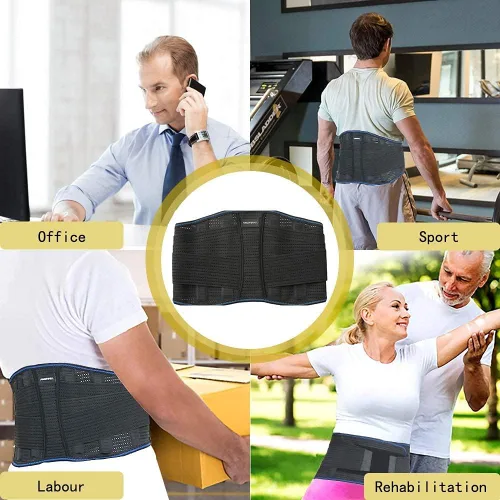 Vista 6 de Soporte de espalda para dolor de espalda baja - Alivio de la ciática - Cinturón de soporte lumbar para levantamiento para hombres y mujeres