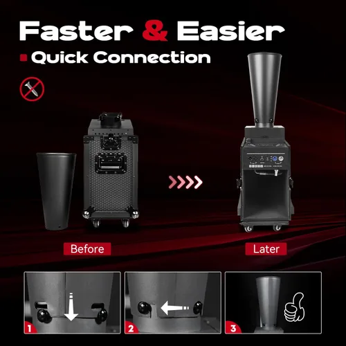 Vista 3 de Máquina de cañón de confeti de CO2 Control DMX con estuche de vuelo, cañón de confeti de boda para discoteca discoteca fiesta de escenario (Mini)
