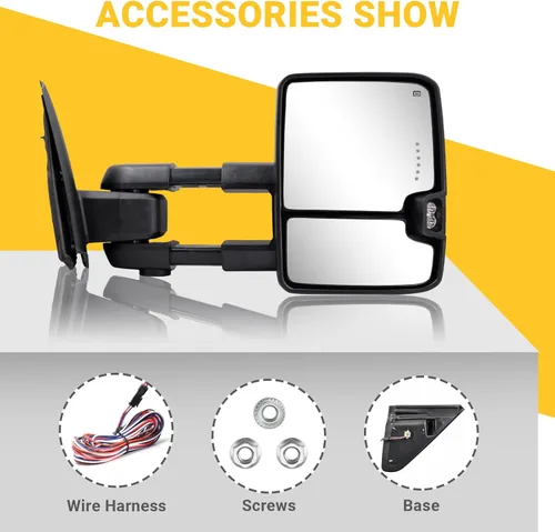 Vista 7 de Espejos de remolque para Dodge Ram 1500 2002-2008, Dodge Ram 2500 3500 2003-2009 con función de vidrio eléctrico calentado, luz de señal de giro