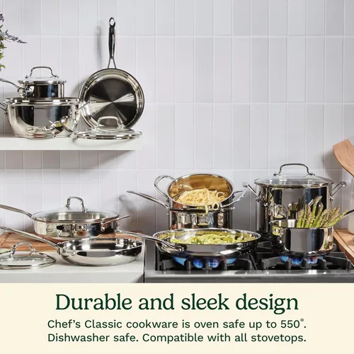 Vista 2 de Cuisinart Cacerola de 1 cuarto de galón con tapa, colección clásica de utensilios de cocina de acero inoxidable, 719-14