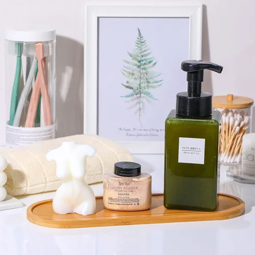 Vista 4 de Chengu 3 bandejas de bambú para baño, bandeja pequeña de madera para servir para baño, mostrador de alimentos, aperitivos, té, postre, cocina