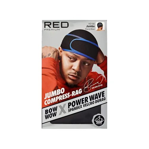 Vista 6 de Gorra Durag de Compresión de Onda de Poder Premium Roja Bow Wow de Red by Kiss