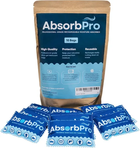 Vista 10 de Absorb Pro Bolsa deshumidificadora recargable, paquete de 1 unidad, 3.53 oz (3.53 oz), absorbentes de humedad reutilizables, paquetes de gel