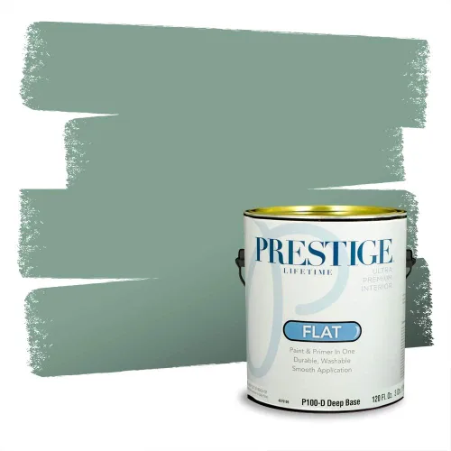 Vista 185 de Prestige Paints - Pintura exterior e imprimación en uno, 1 galón, plano, compatibilidad comparable con el color menta «Whipped Mint» de Behr