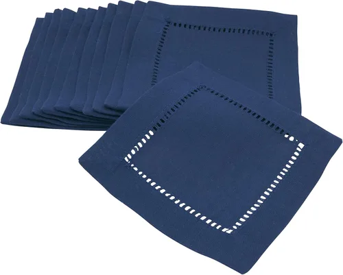 Vista 67 de SARO LIFESTYLE Servilleta de cóctel con borde cosido (juego de 12), negro, 6"x6