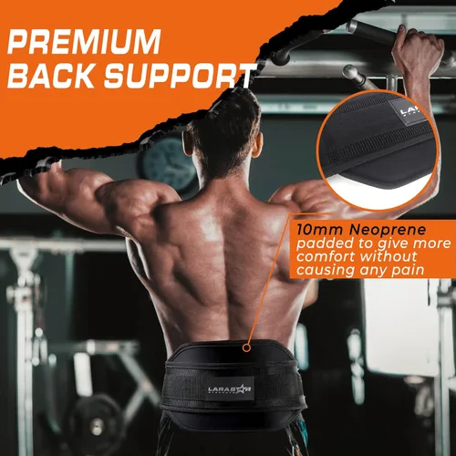 Vista 4 de LARA STAR Dip Belt for Weightlifting, Weight Belt for Pull-Ups, Powerlifting, Squats, and Bodybuilding – Heavy-Duty Steel Chain, Neoprene Support