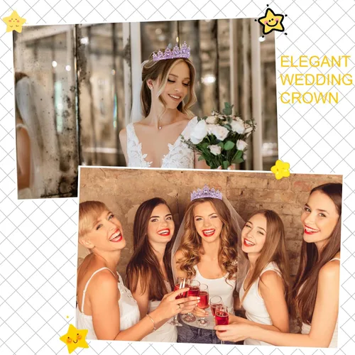 Vista 5 de Tiaras para niñas, coronas de cumpleaños de KICOSY para mujeres, diadema de tiara de princesa con diamantes de imitación de cristal, decoración