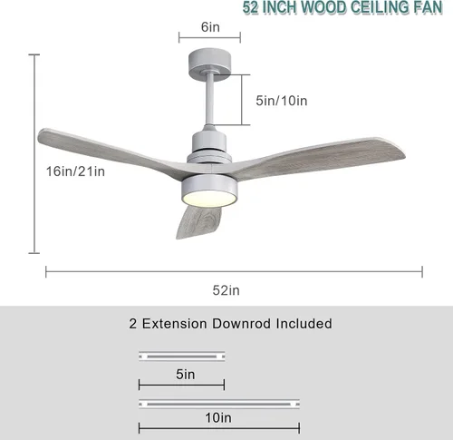 Vista 8 de Sofucor Ventilador de techo de perfil bajo con luces con control remoto de 52 pulgadas, ventilador de techo de montaje empotrado moderno con hoja