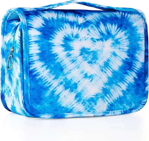Bolsa de aseo colgante de tie dye para niñas, bolsa de aseo de viaje para adolescentes, impermeable, para maquillaje y artículos de tocador, bolsa