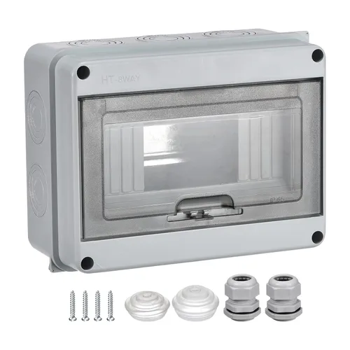 MECCANIXITY Caja de disyuntor de 8 vías IP65 Caja de protección de distribución impermeable para disyuntor de pared interior con conectores