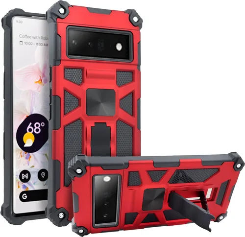 Vista 6 de Funda compatible con Google Pixel 6 PRO, funda para Google Pixel6 PRO, Hybid con soporte magnético a prueba de golpes, grado militar, funda