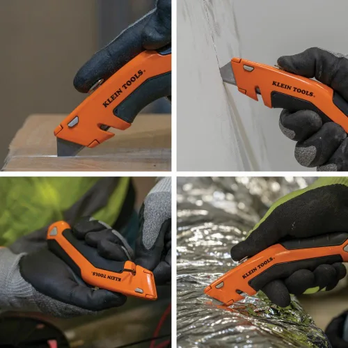 Vista 3 de Klein Tools 44133 - Cuchillo utilitario resistente, retráctil, ajustable, con pelacables, mango Klein-Kurve.