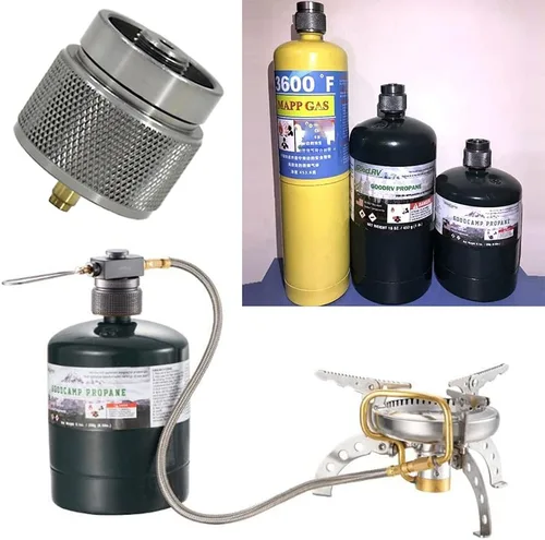 Vista 5 de Adaptador de butano a propano Adaptador de estufa de camping Conector de estufa de senderismo al aire libre para bote de combustible de isobutano