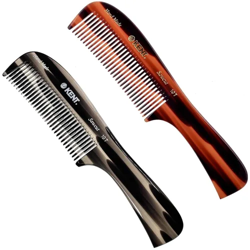 Kent Peine de dientes anchos grandes de grafito y carey 10T – Peine desenredante de cabello / peine de dientes anchos para cabello rizado – Peines