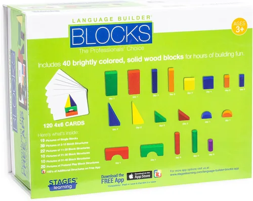 Vista 2 de Etapas materiales de aprendizaje idioma Builder bloque imitación Kit estudios para autismo & Preschool 120 Pretend Play Flashcards, 40 bloques