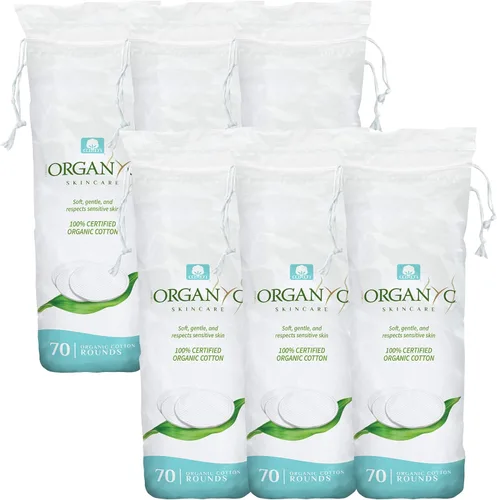 Organyc - Rondas de Algodón 100% Orgánico Certificado - Algodón Biodegradable, Libre de Químicos, para Piel Sensible (420 Recuentos) - Cosmética