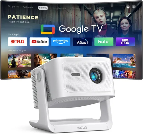 Vista 9 de 【3000 ANSI oficial Google TV】Proyector inteligente 4K con WiFi y Bluetooth, proyectores VOPLLS para exteriores con Dolby/Auto Focus, teléfono
