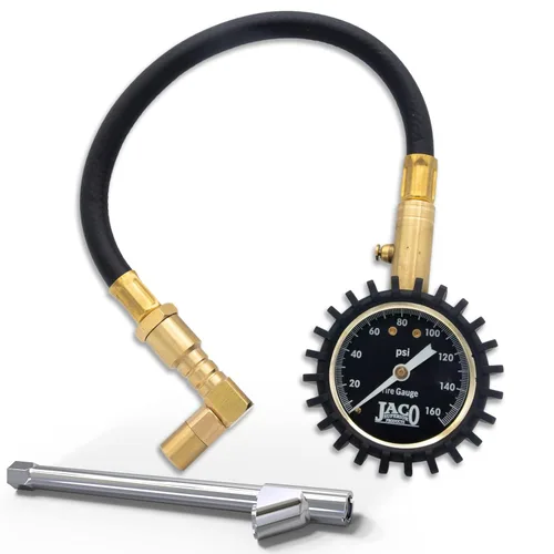Jaco, EliteProPlus, medidor de presión para neumáticos con boquillas de inflado intercambiables, 160 PSI