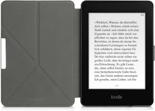 Vista 4 de kwmobile Origami - Funda compatible con Yaxa Kindle Paperwhite, funda delgada de piel sintética con soporte, color oro rosa
