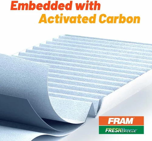 Vista 6 de Filtro de aire de cabina FRAM Fresh Breeze con carbón activado y bicarbonato de sodio Arm & Hammer, CF8813A para vehículos Honda