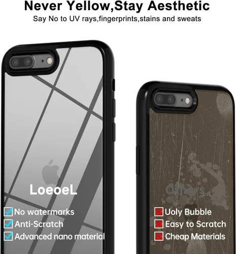 Vista 4 de para iPhone 8 Plus/ 7 Plus Funda Transparente, Funda Híbrida de Teléfono [Plástico Duro y Parachoques de Silicona Suave] Cubierta Protectora delgada