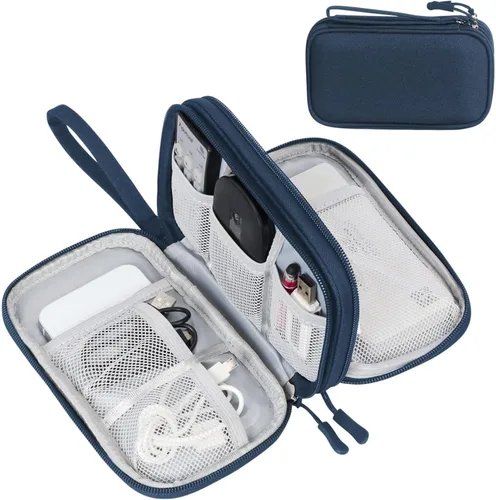 Vista 128 de FYY Organizador para accesorios electrónicos, para viajes, para cables, celular y cargadores, estuche portátil, impermeable, doble capa, bolsa