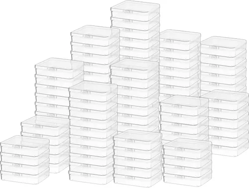 Vista 11 de SATINIOR 100 Piezas Cajas de Almacenamiento de Perlas de Plástico Transparente Cajas Pequeñas Claras con Tapa con Bisagras Estuche de Plástico