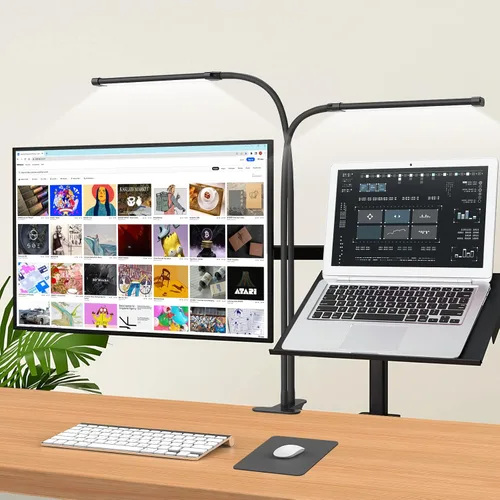 Vista 8 de iZELL Lámpara LED de escritorio para oficina en casa con abrazadera [77 luces LED, 3 modos de color y 10 niveles de brillo] Luces flexibles