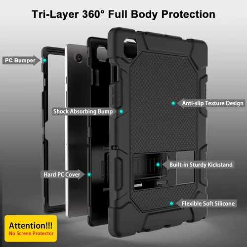 Vista 3 de Rantice Funda para Galaxy Tab A8 10.5 con soporte, híbrida a prueba de golpes para Samsung A8 Tablet Case 10.5 pulgadas (SM-X200/X205/X207)