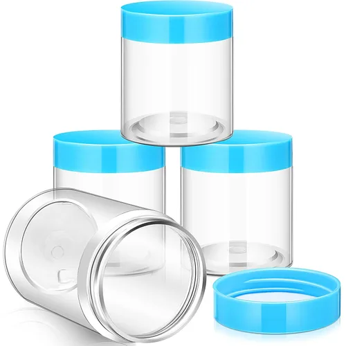 Vista 70 de Patelai 4 piezas de tarros de plástico transparentes redondos de boca ancha a prueba de fugas con tapas para almacenamiento de viaje, maquillaje
