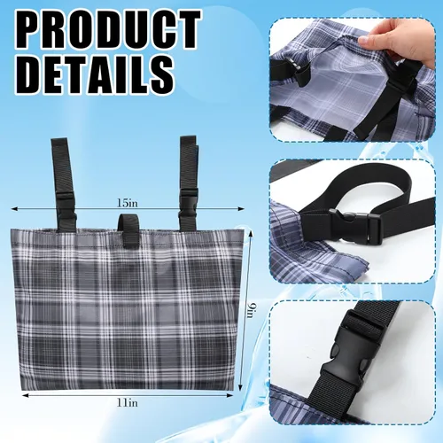 Vista 2 de Threlaco 2 fundas de lona para bolsas de drenaje de orina para sillas de ruedas, silla, cama debajo de la cesta con correas ajustables para bolsas