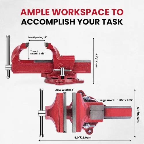 Vista 4 de Forward 1304 - Tornillo de banco de 4 pulgadas de hierro dúctil para el hogar, tornillo de banco de 4" para el propietario de la casa con yunque