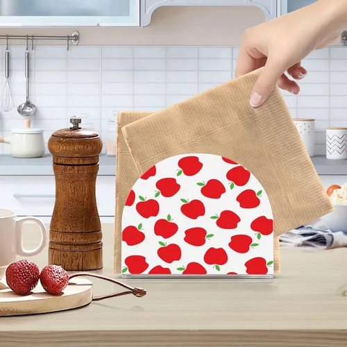 Vista 6 de Servilletero de manzanas rojas, servilleteros para mesas Servilleteros para cocina Dispensador de servilletas para mesa de cena Servilletero