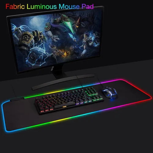 Vista 7 de Alfombrilla de mouse RGB para juegos, alfombrilla de mouse extra grande para jugadores, alfombrilla de teclado de computadora con 14 modos
