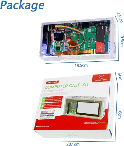 Vista 7 de Freenove Kit de carcasa de PC para Raspberry Pi 5 con ventilador de refrigeración, SSD M.2 NVMe de 128 GB 800 MB/s, cámara de 5 MP, pantalla OLED