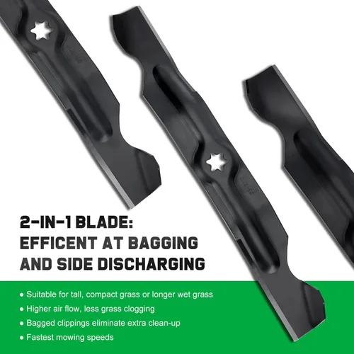 Vista 4 de Grasscool 942-04053C - Cuchillas de cortacésped para MTD Cub Cadet Troy Bilt de 50 pulgadas para cortacésped Tractor de césped de cubierta de giro