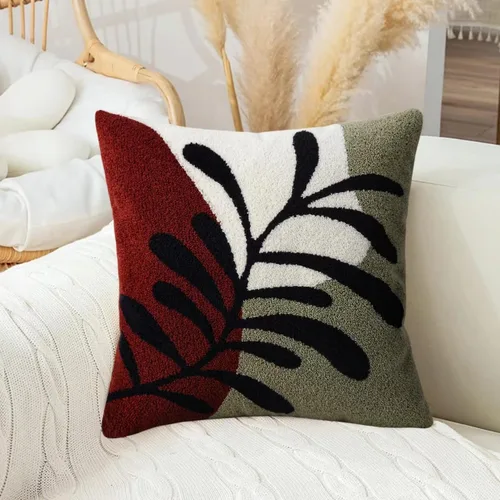 Vista 10 de Merrycolor Fundas de almohada bohemias de 20 x 20 pulgadas, copetudas, modernas de mediados de siglo, fundas de almohada abstractas de hojas Boho-a2
