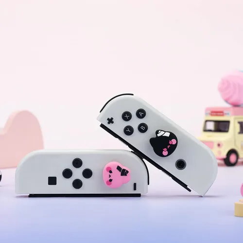 Vista 6 de GeekShare Bonitas tapas de silicona para el pulgar, funda de joystick compatible con Nintendo SwitchOLEDSwitch Lite, 4 unidades, Bunny & Kitty