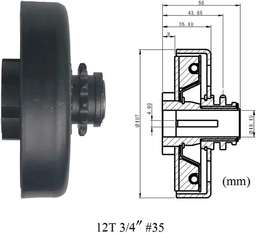 Vista 5 de MOOSUN Embrague centrífugo 3/4 "Diámetro #35 Cadena 12T para GO Kart Mini Bike Motor 3/4 Bar