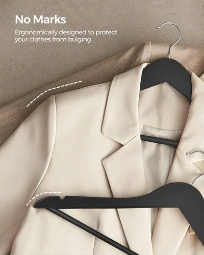 Vista 6 de Songmics - Ganchos 100% madera 20 unidades, ganchos de madera maciza seleccionada con acabado liso