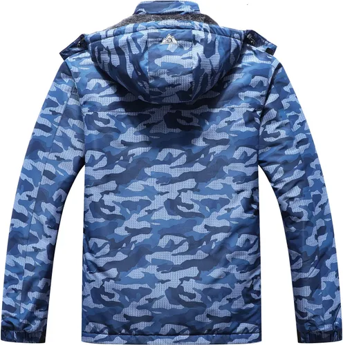 Vista 2 de Chaqueta de esquí impermeable para hombre, resistente al viento, cortavientos, abrigo de nieve cálido con capucha