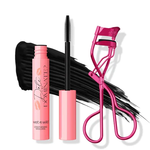 Wet n Wild Date Or Dominate - Juego de rímel alargador y rizador de pestañas, definición de pestañas atrevida, herramienta ergonómica para rizar,