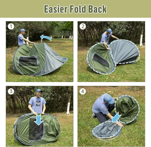 Vista 2 de Night Cat Pop-up Camping Tent: 2 Person Tent Waterproof Instant Easy Setup Family Tent