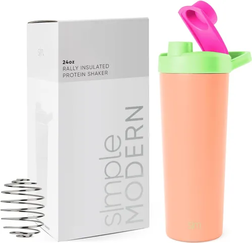 Vista 23 de Simple Modern - Botella agitadora de acero inoxidable con bola de 24 onzas Taza metálica aislada para mezclas de proteínas, batidos y Negro