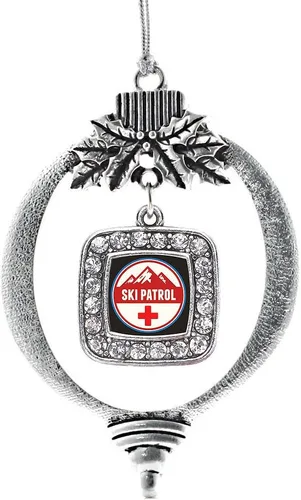 Vista 143 de Inspired Silver - Mis iniciales - Adorno con dije de letra S - Adornos navideños cuadrados de plata con joyas de circonita cúbica