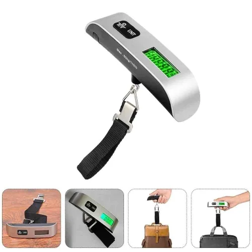 Vista 4 de Báscula digital de equipaje, báscula digital portátil para colgar, báscula digital de equipaje colgante de 110 libras con retroiluminación
