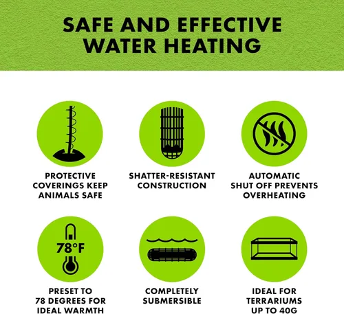Vista 3 de Zilla Calentador de reptiles acuáticos, totalmente sumergible, apagado automático, para terrarios de hasta 40 galones