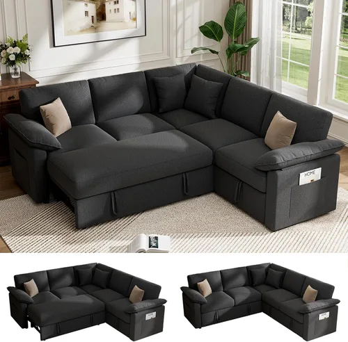 Vista 8 de Loveseat Sofa with Pull Out Couch Bed, 2-in-1 Convertible 2 Seater Sleeper Sofa with Removable Sofa Cover, Sectional Couches for Small Spaces Living