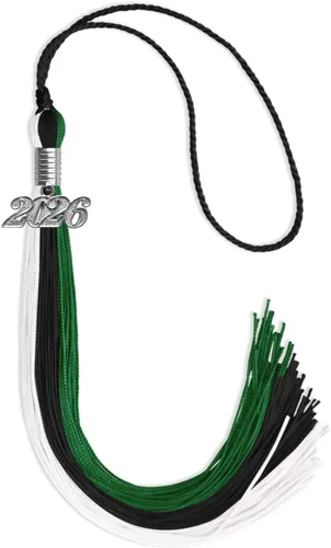 Vista 80 de Endea Graduation Borla de triple color con gota de fecha plateada (negro/dorado/granate, 2020)